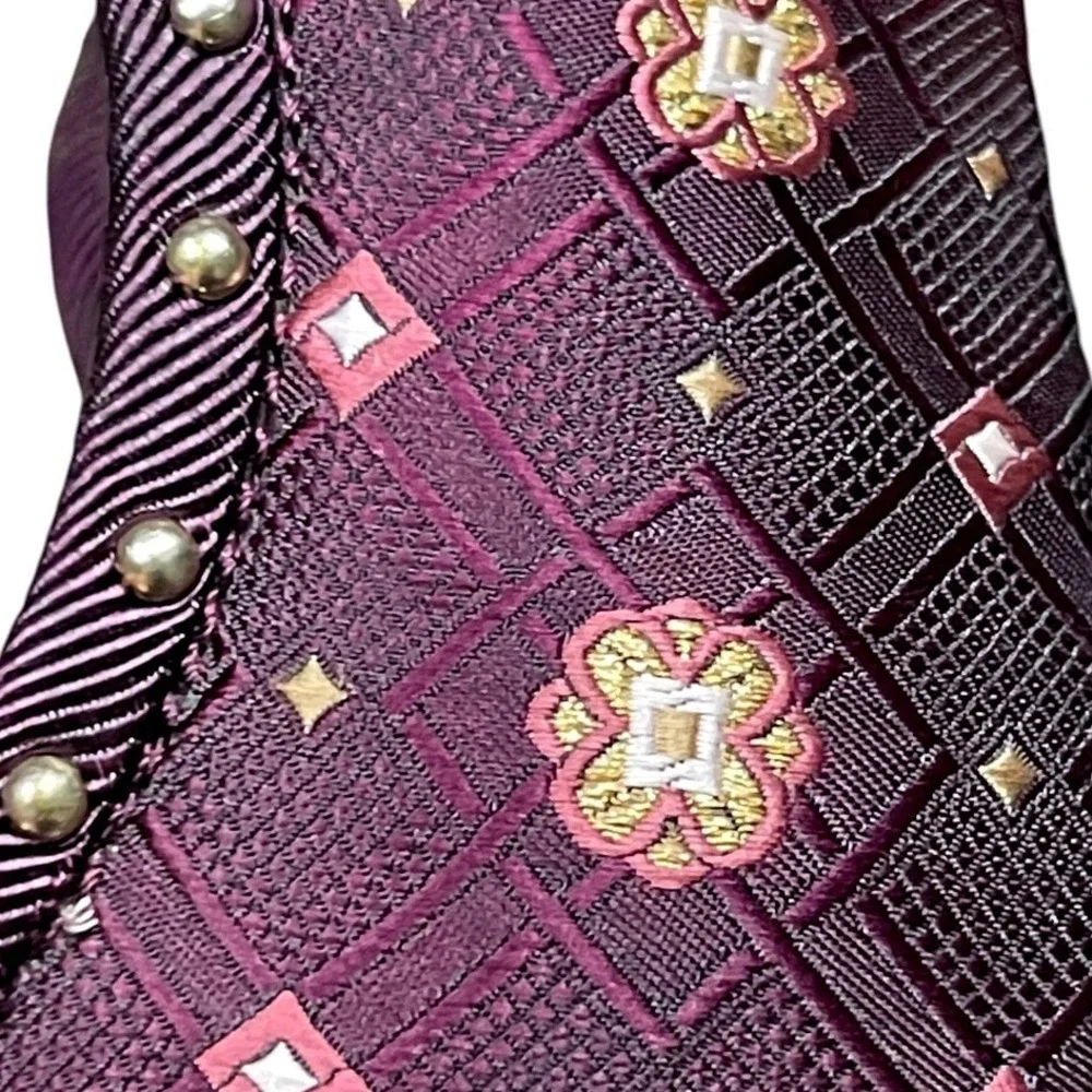 Sam Edelman Women Purple Pointed Toe Flats Size 6.5 Jacquard Studded Floral - Picture 6 of 13